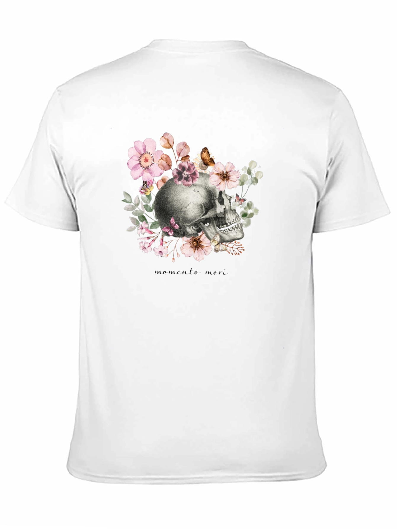 Memento Mori Skull & Floral Black T-Shirt