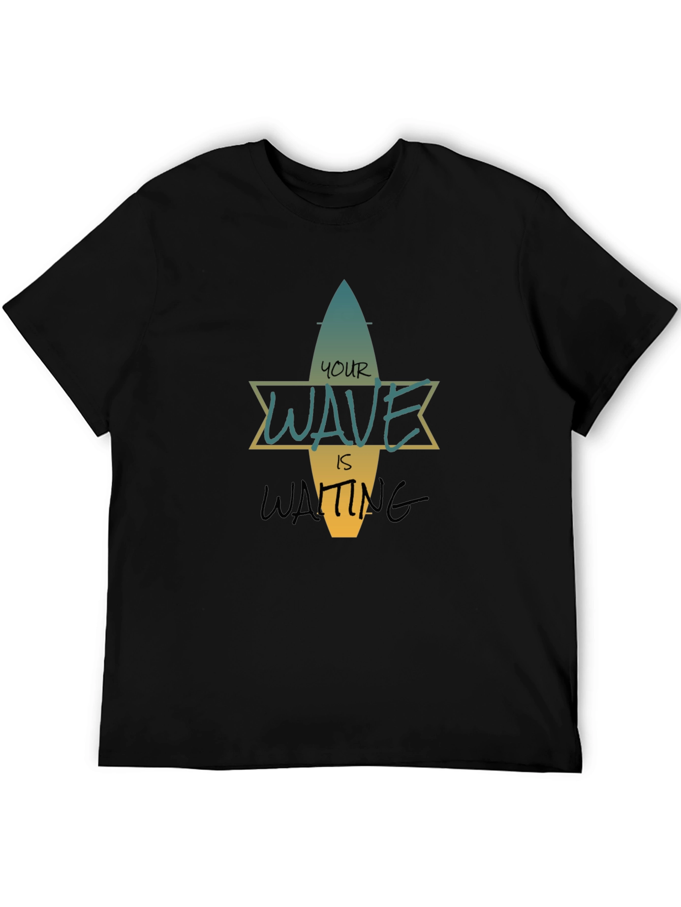 Your Wave Is Waiting Black Graphic T-Shirt