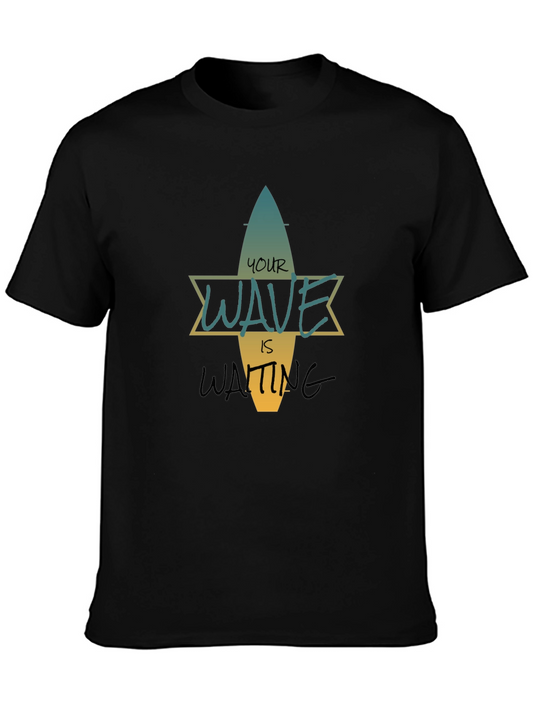 Your Wave Is Waiting Black Graphic T-Shirt