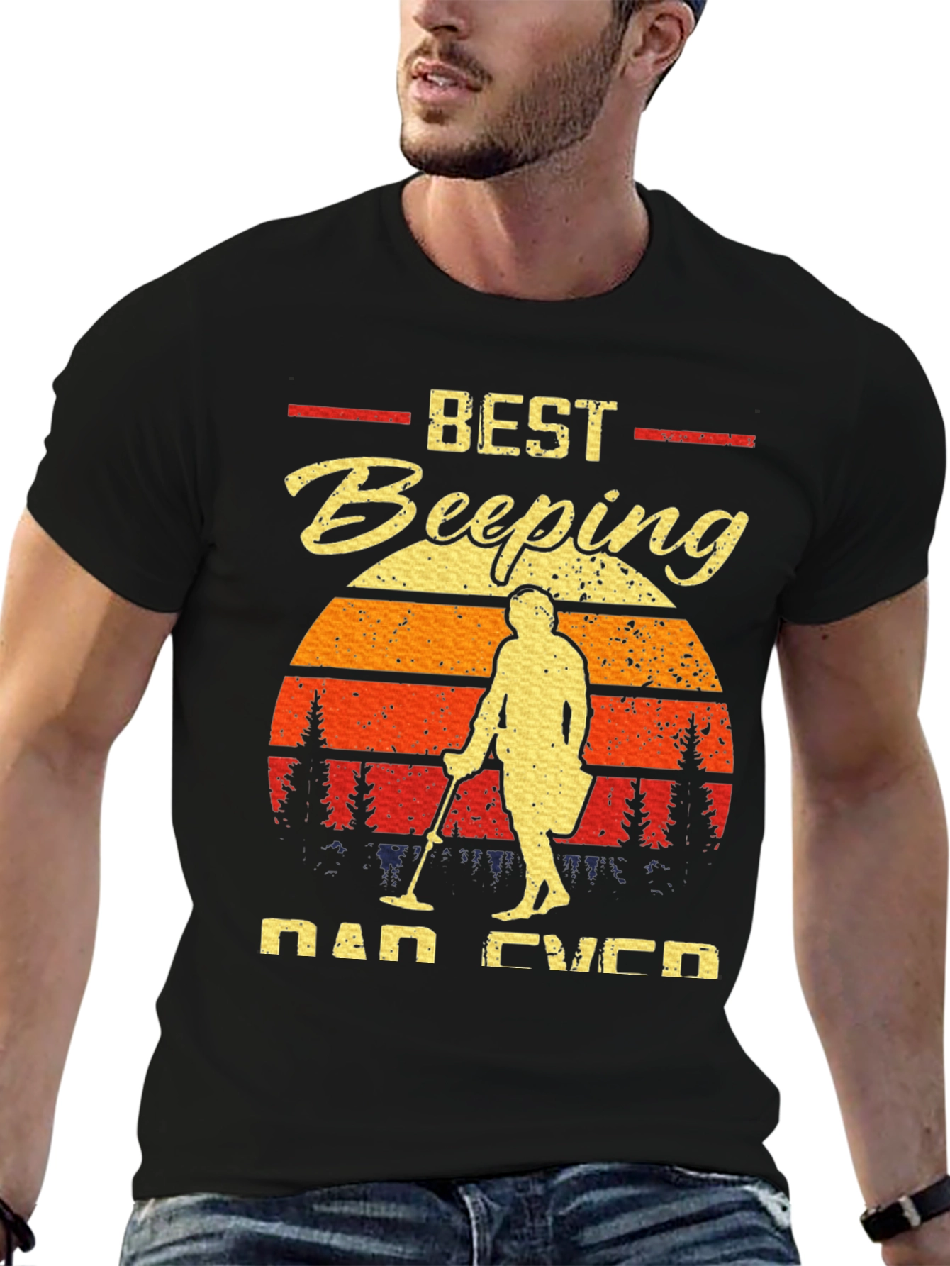 Best Beeping Dad Ever Black T-Shirt