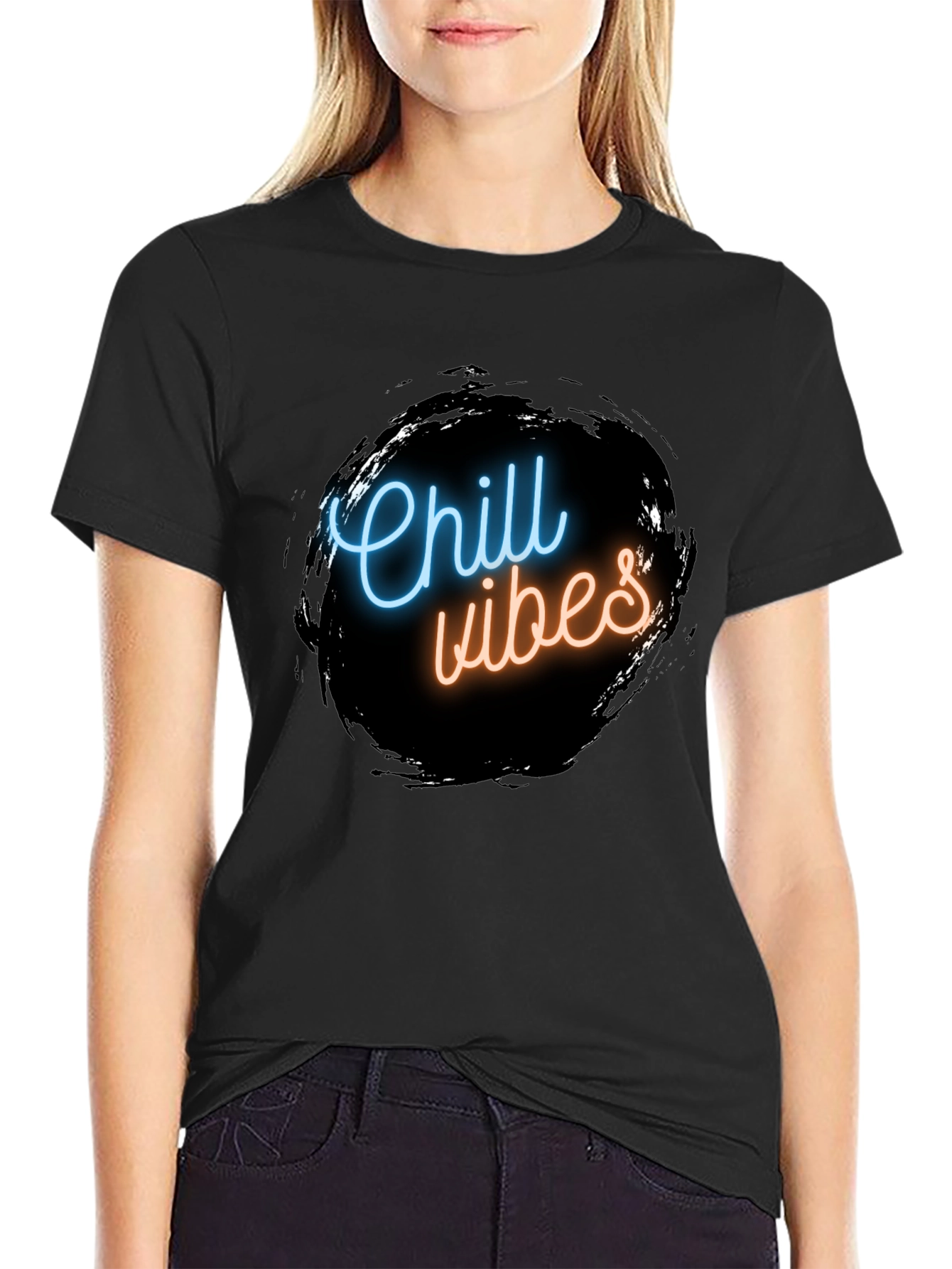 Chill Vibes Black Graphic Tee - Mens Casual Wear
