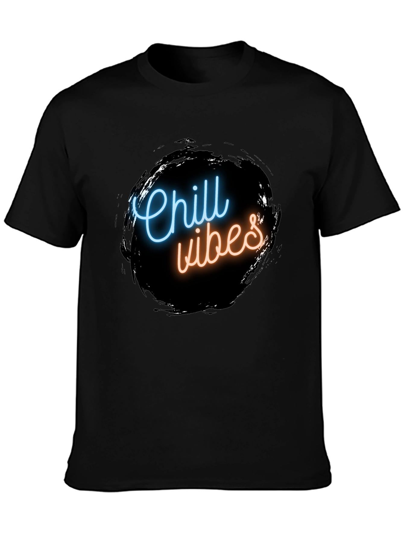 Chill Vibes Black Graphic Tee - Mens Casual Wear