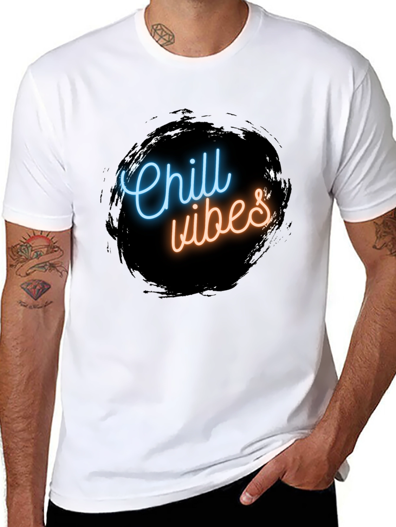 Chill Vibes Black Graphic Tee - Mens Casual Wear