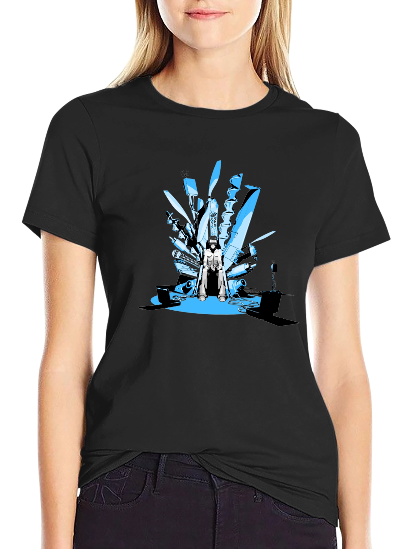 Tech Throne Black T-Shirt - Unique Graphic Design