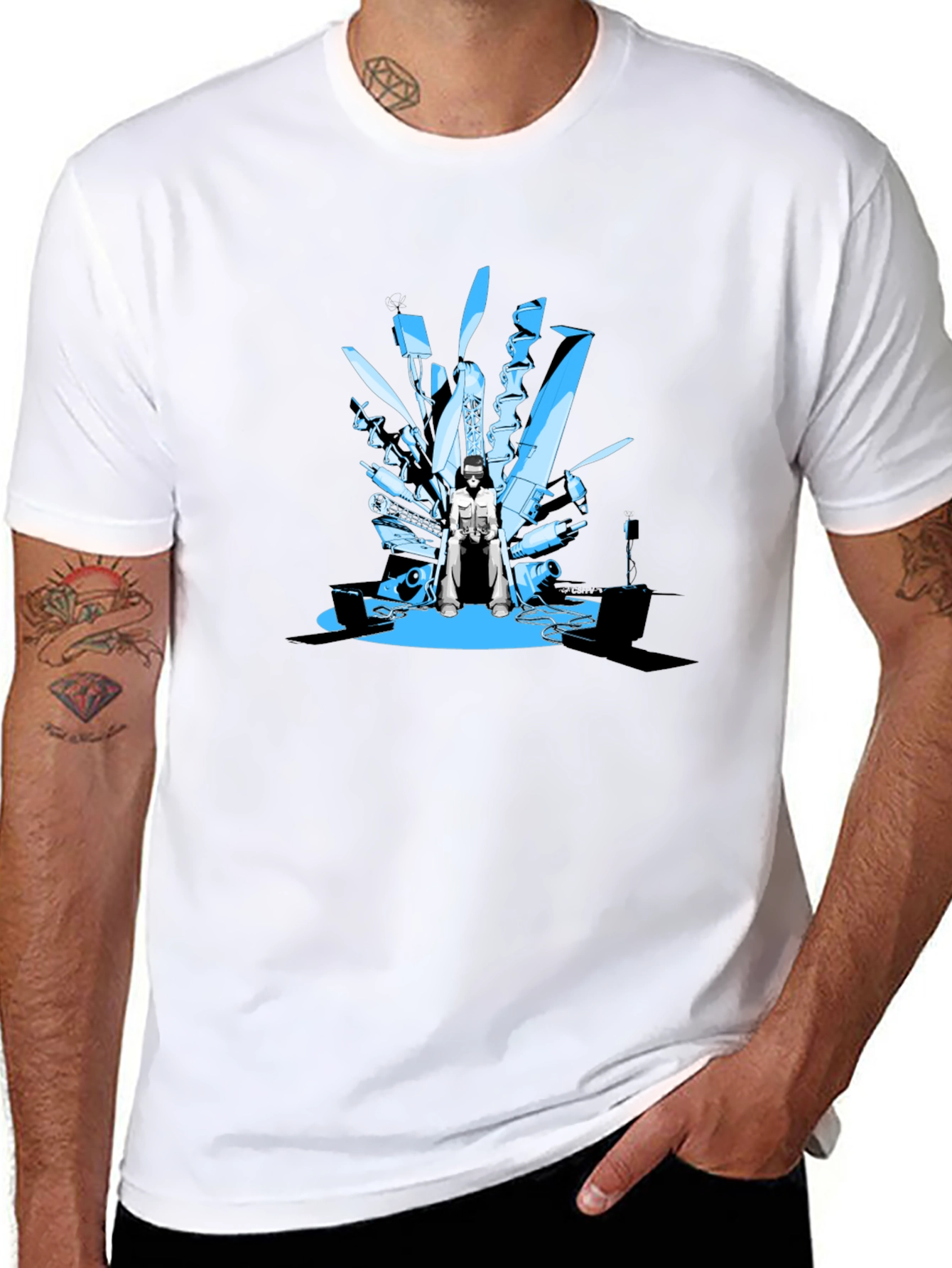 Tech Throne Black T-Shirt - Unique Graphic Design
