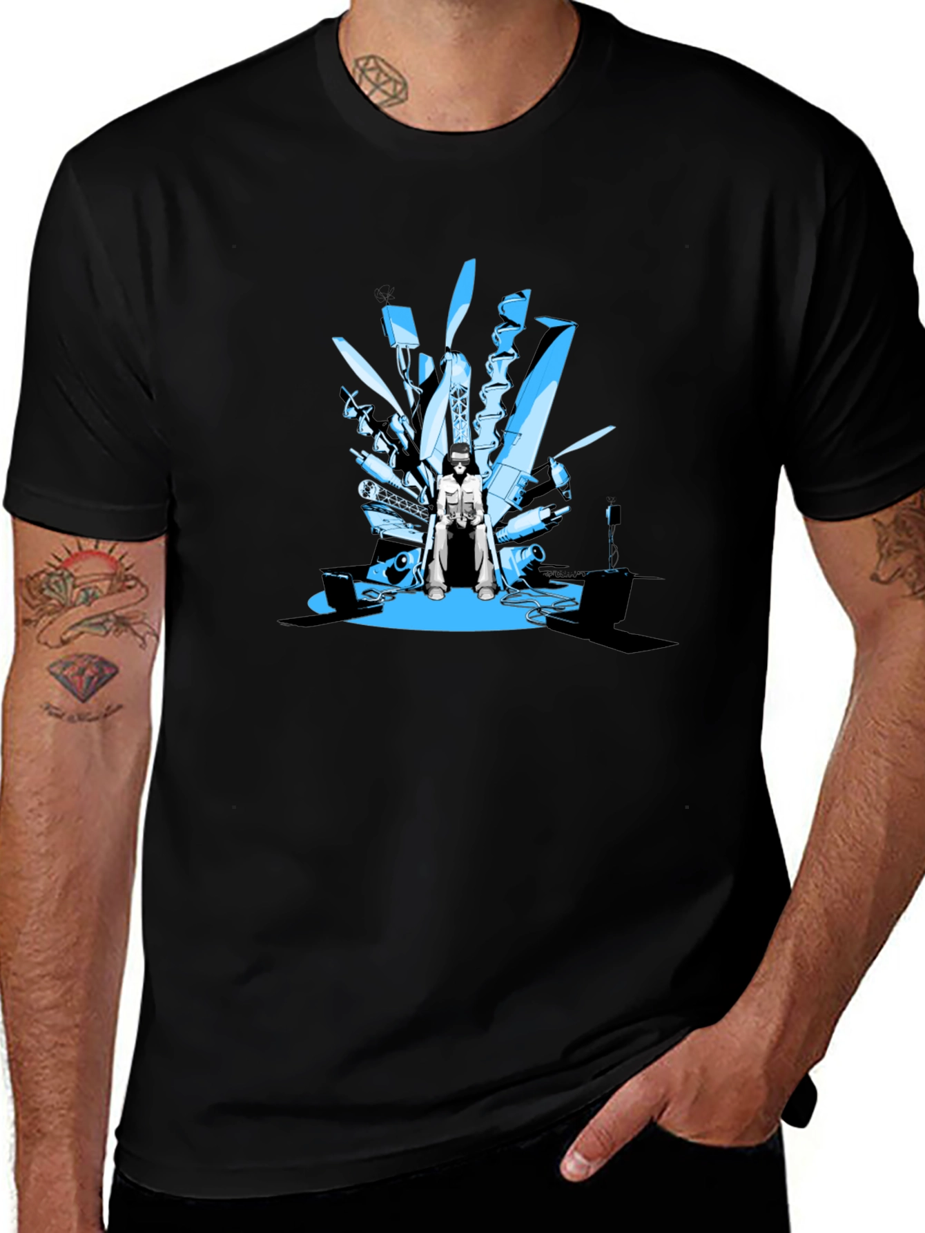 Tech Throne Black T-Shirt - Unique Graphic Design