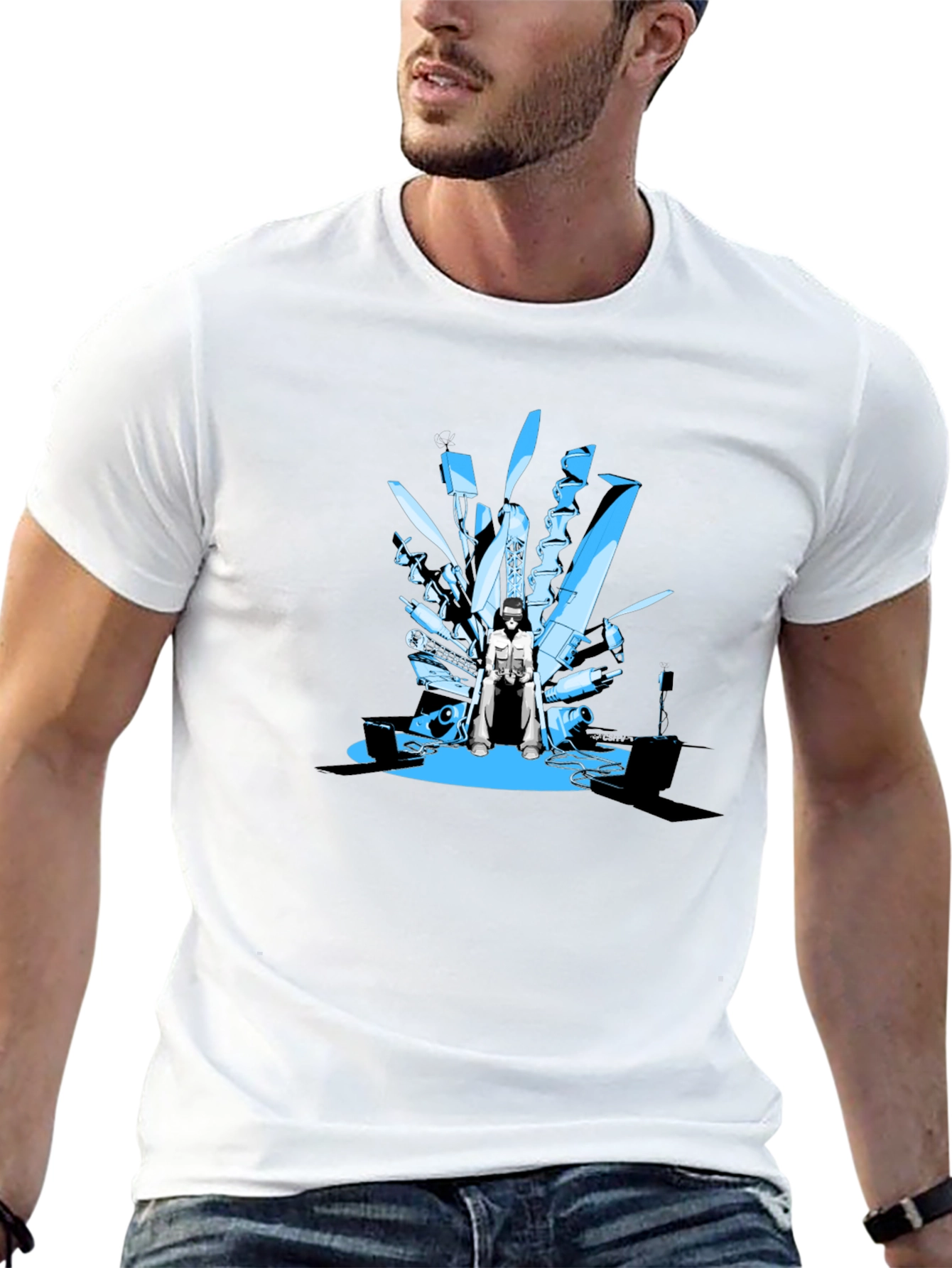 Tech Throne Black T-Shirt - Unique Graphic Design