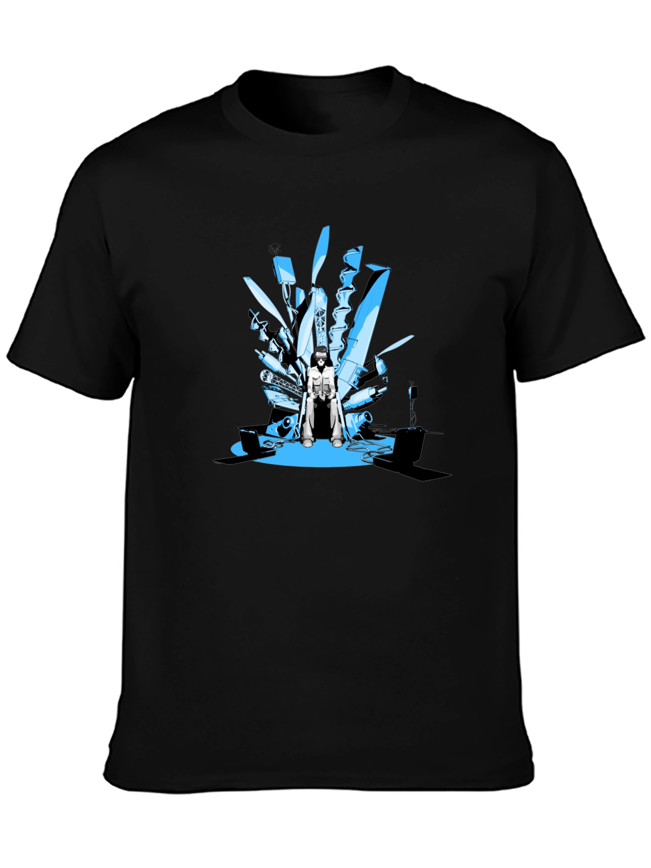 Tech Throne Black T-Shirt - Unique Graphic Design