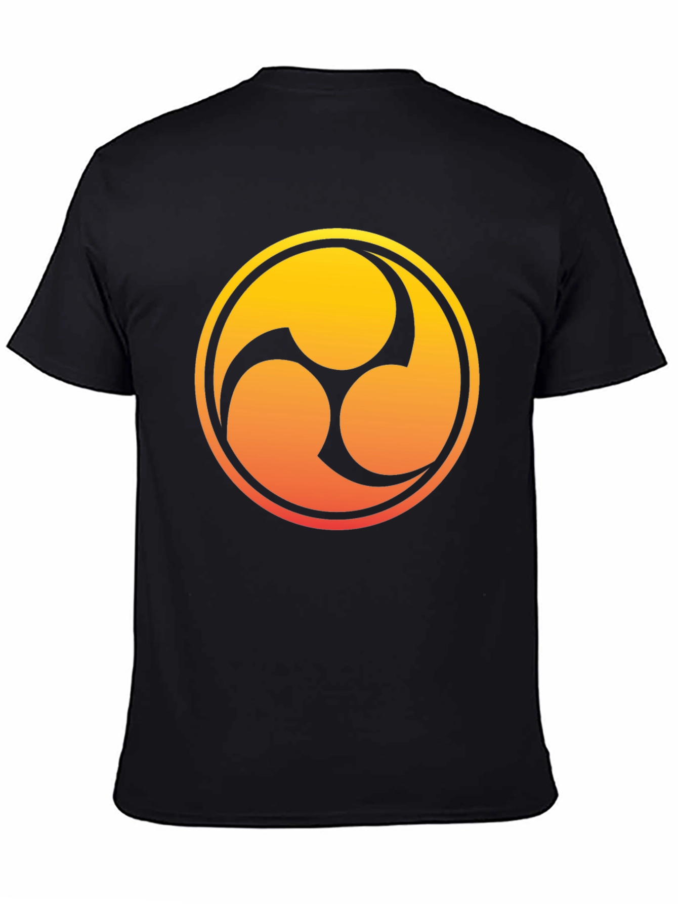 Black T-Shirt with Gradient Tomoe Design
