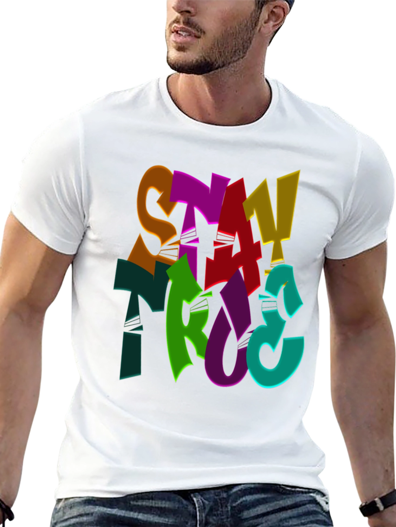 Stay True Graphic Print Black T-Shirt