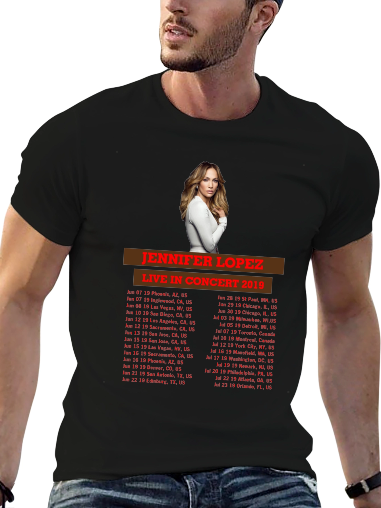 Jennifer Lopez Concert 2019 Black T-Shirt