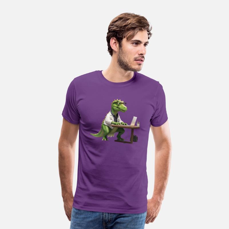 Exhausted T-Rex Working on a Laptop – Funny Dinosa