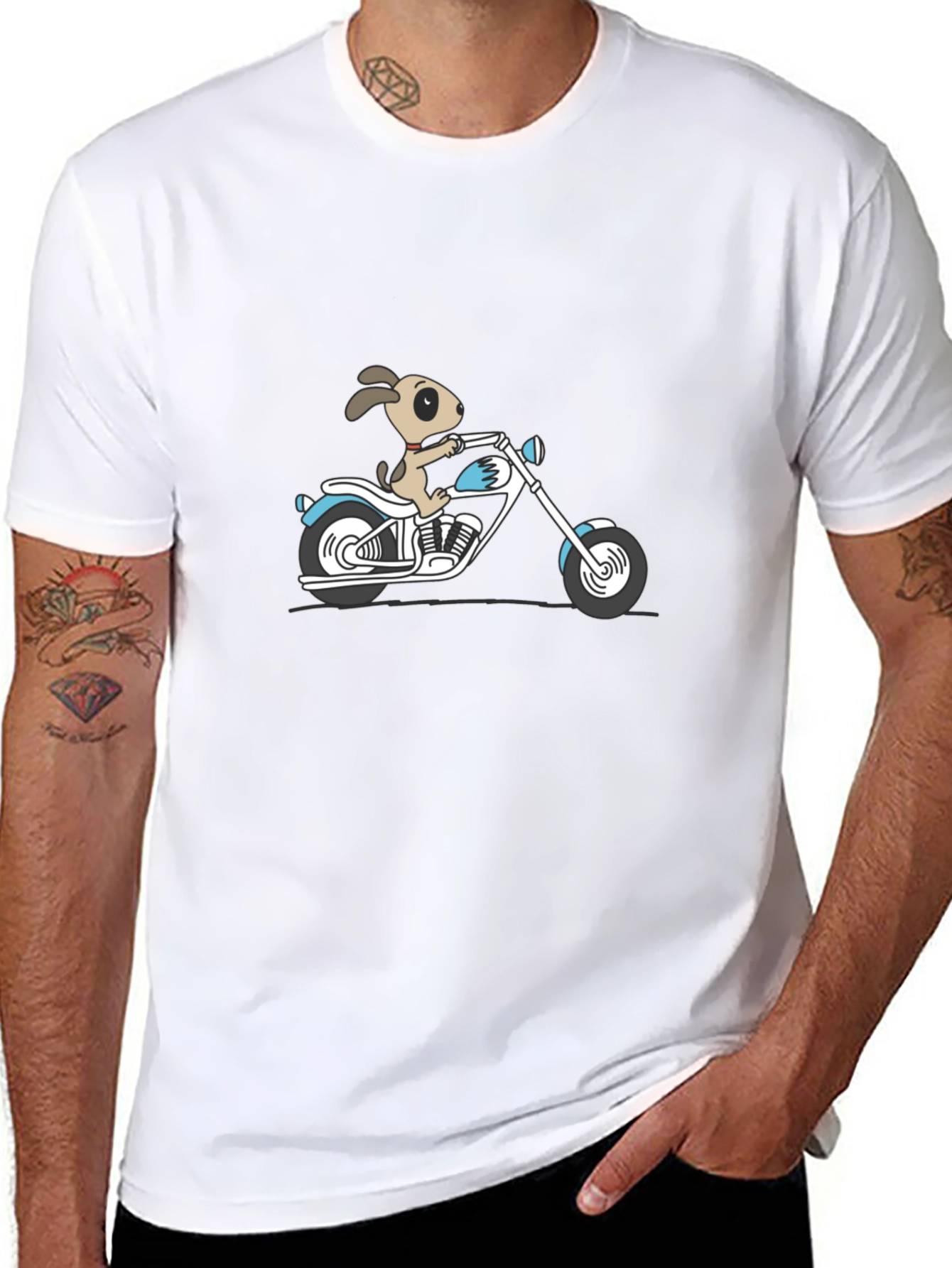 Dog on Motorcycle Graphic T-Shirt - Black