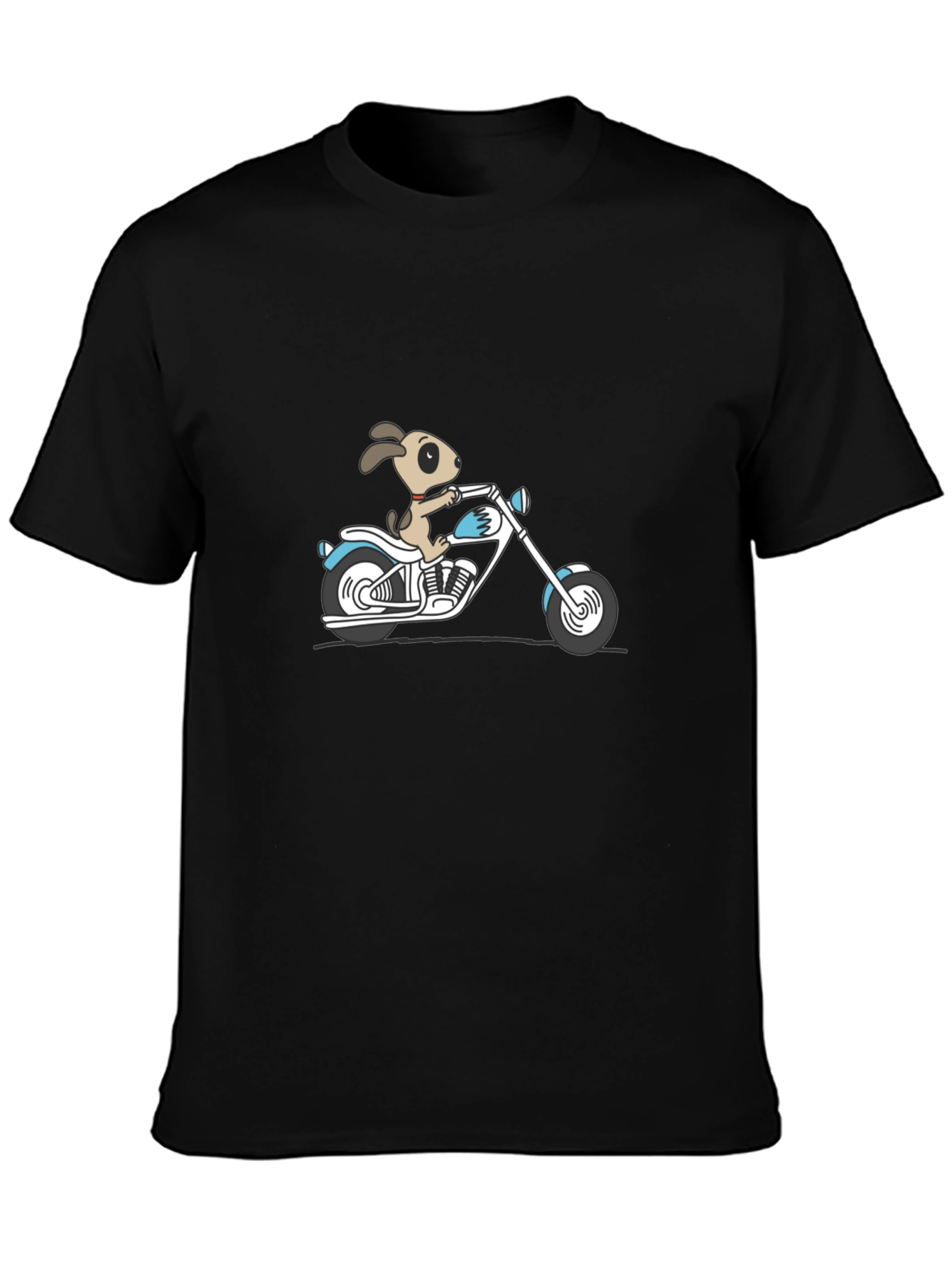 Dog on Motorcycle Graphic T-Shirt - Black