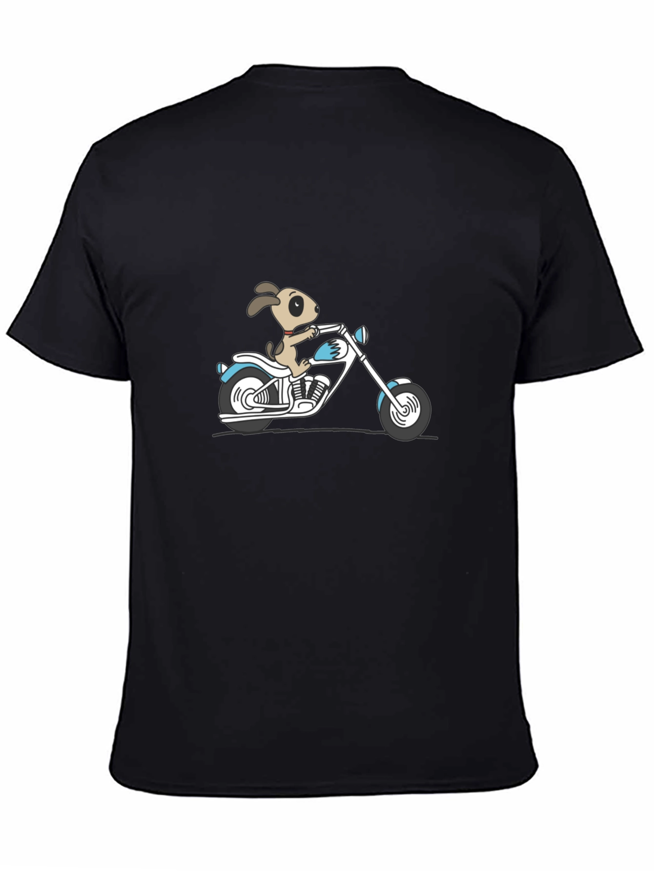 Dog on Motorcycle Graphic T-Shirt - Black