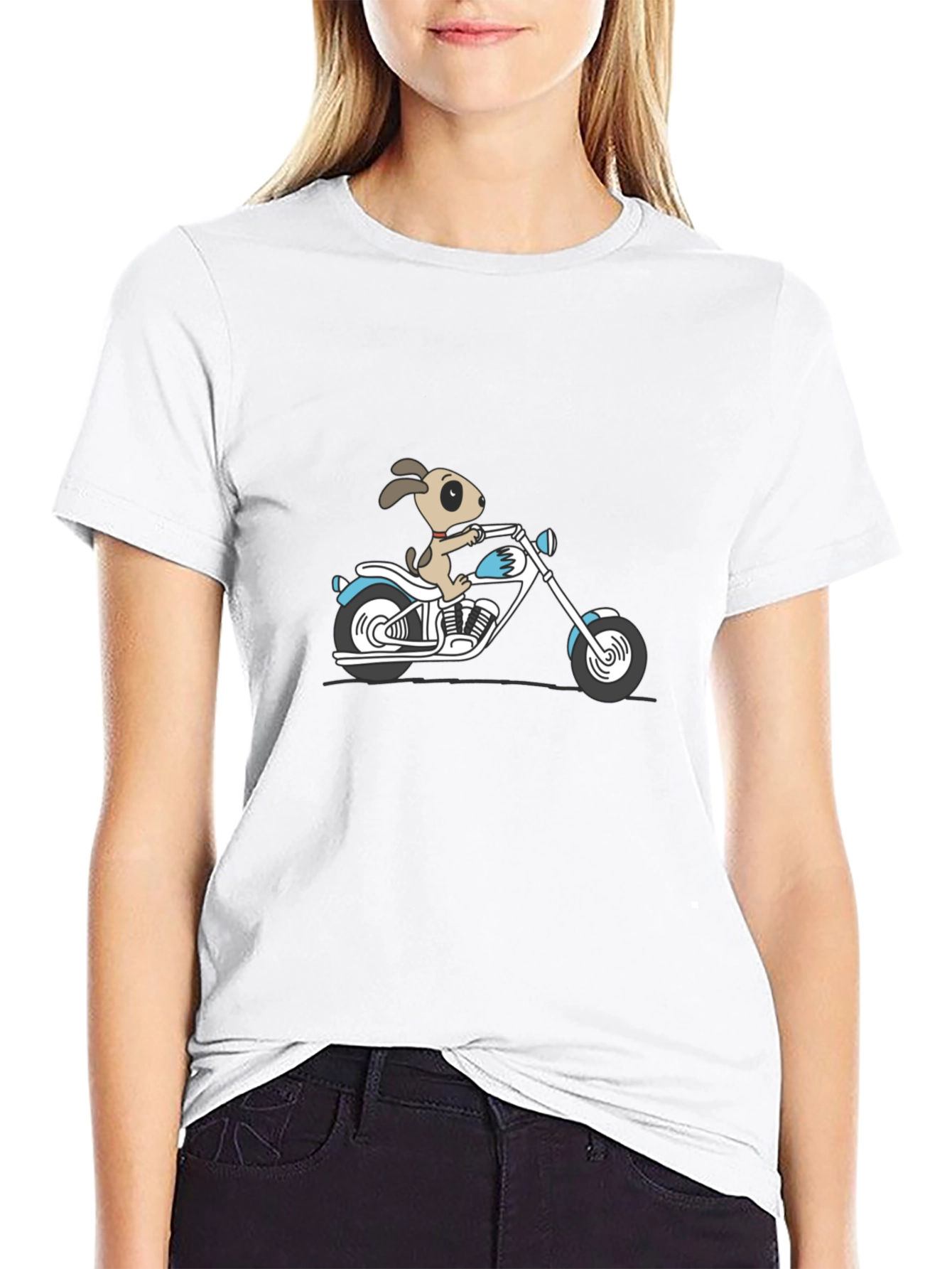Dog on Motorcycle Graphic T-Shirt - Black