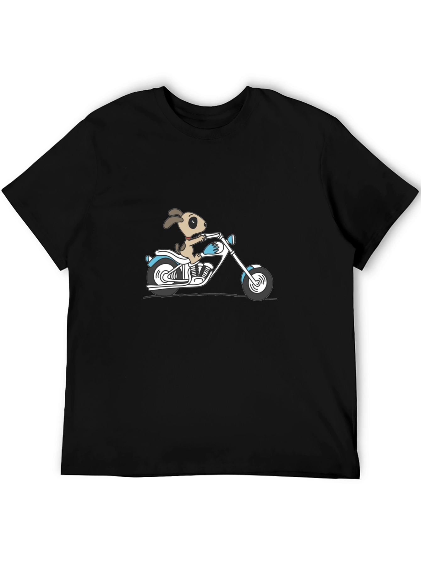 Dog on Motorcycle Graphic T-Shirt - Black