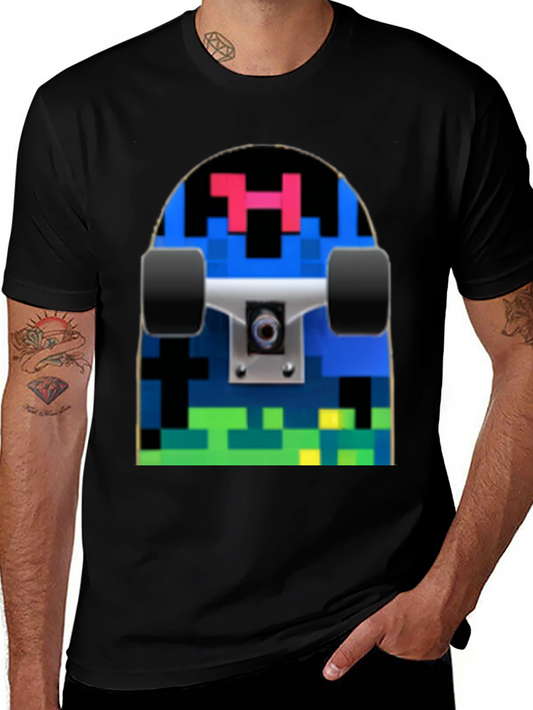 Pixel Skateboard Graphic T-Shirt