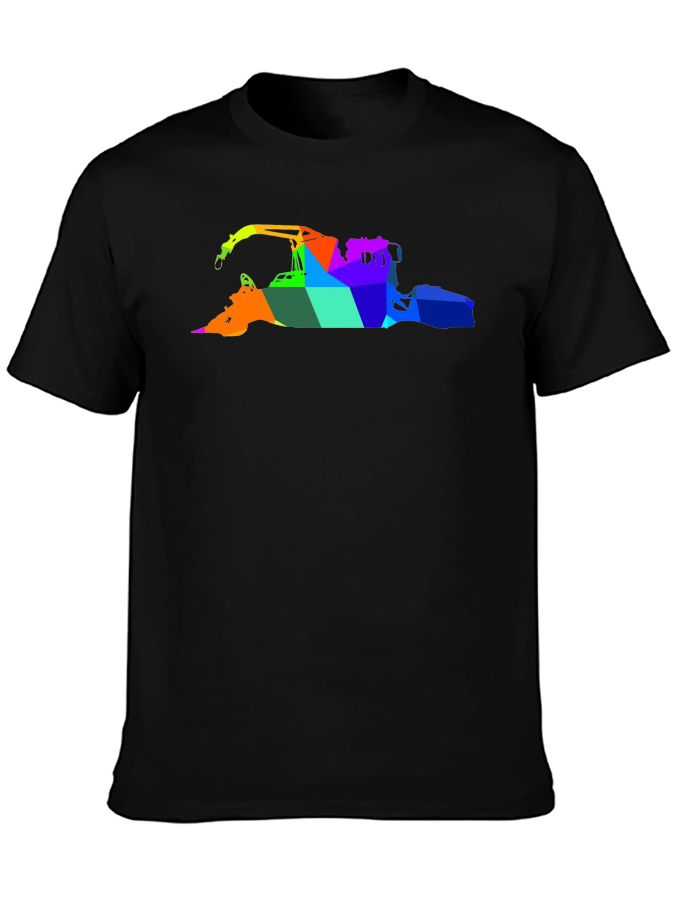 Abstract Rainbow Crane Black T-Shirt