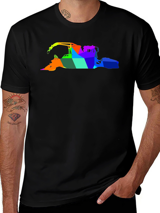 Abstract Rainbow Crane Black T-Shirt