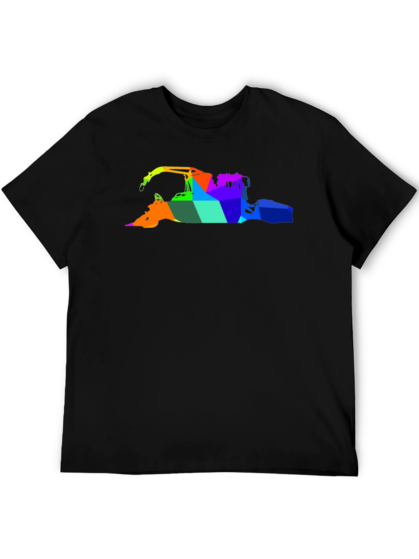 Abstract Rainbow Crane Black T-Shirt