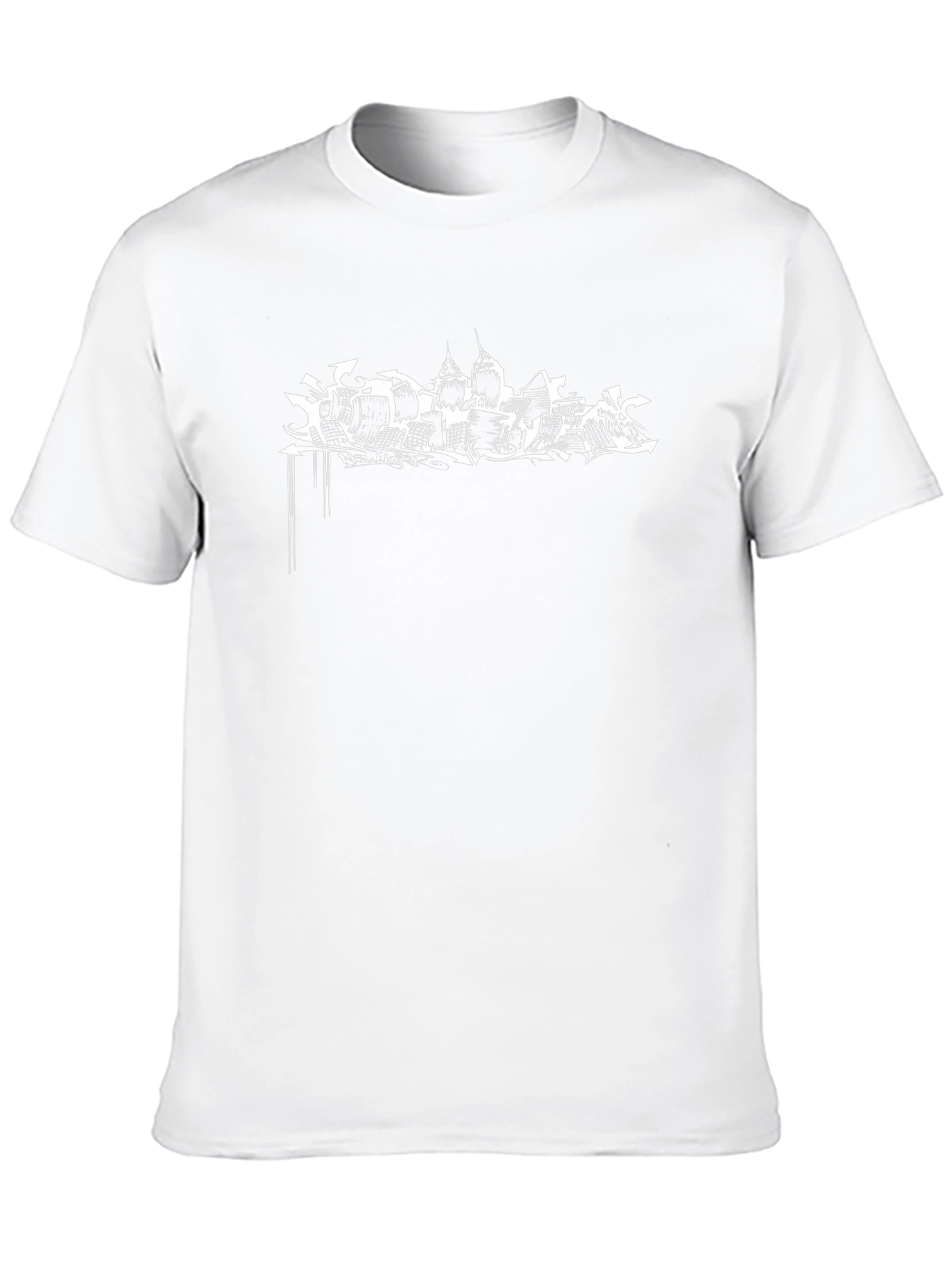 Black Graphic Tee - Abstract Cityscape