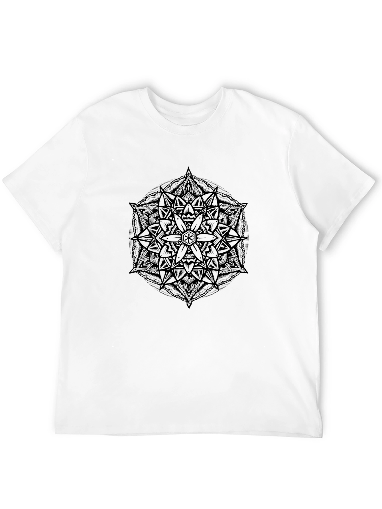 Geometric Mandala Graphic Black Tee