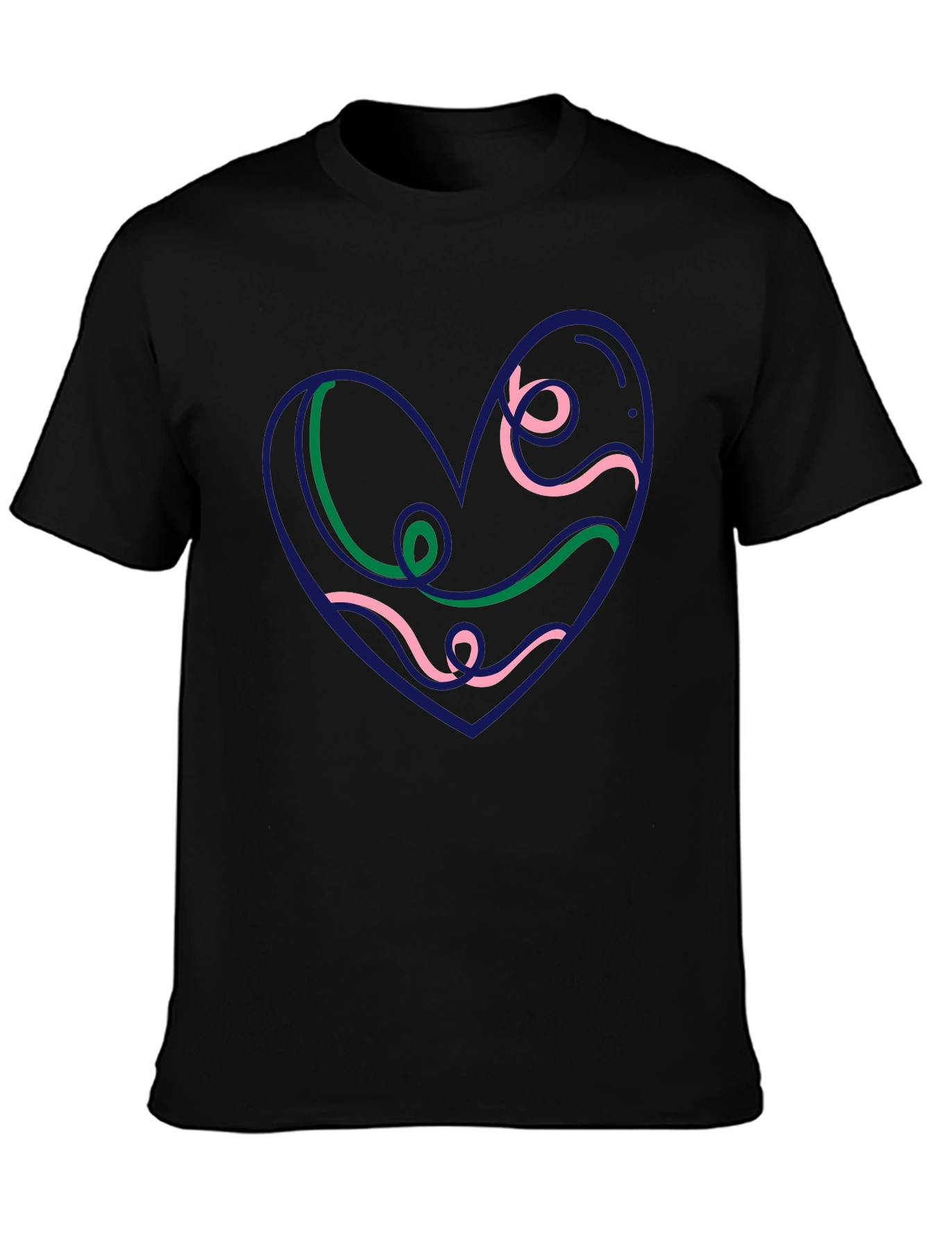 Heart Swirl Graphic Black Tee