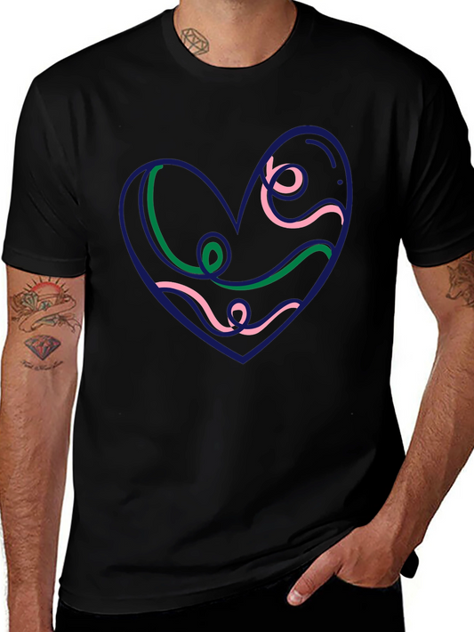 Heart Swirl Graphic Black Tee