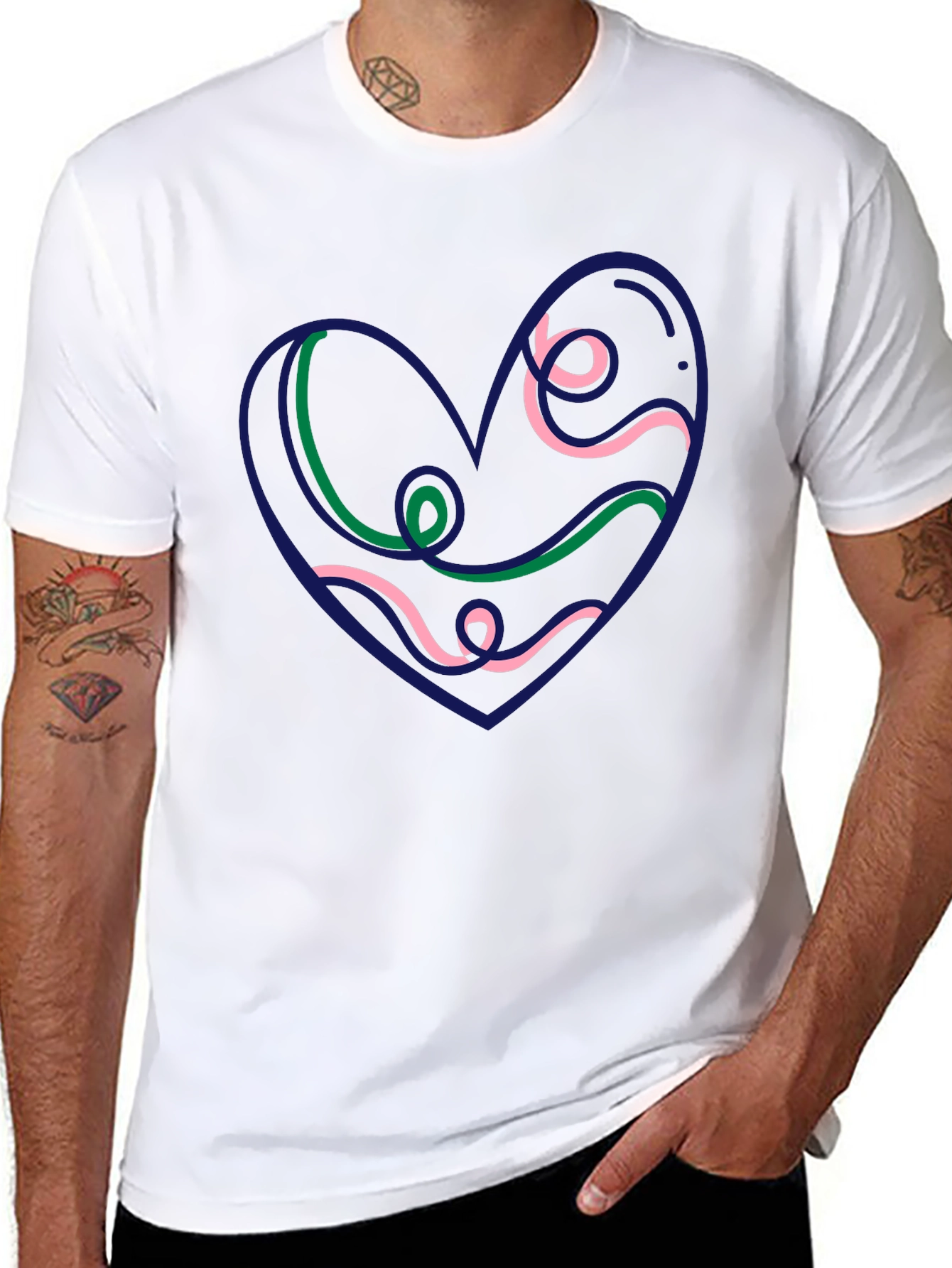 Heart Swirl Graphic Black Tee