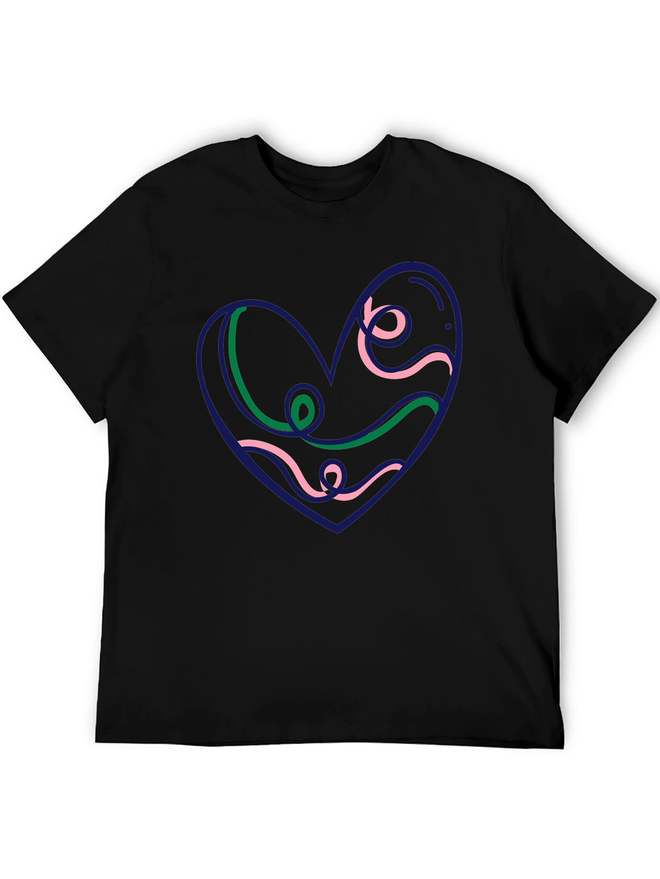 Heart Swirl Graphic Black Tee