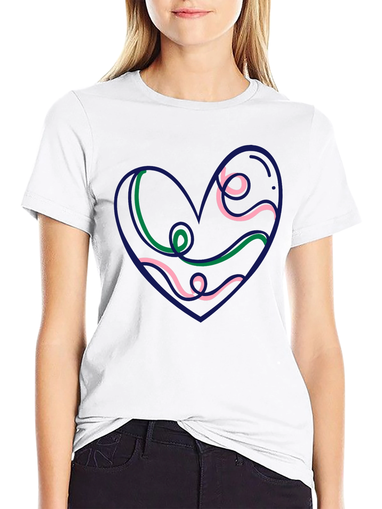 Heart Swirl Graphic Black Tee