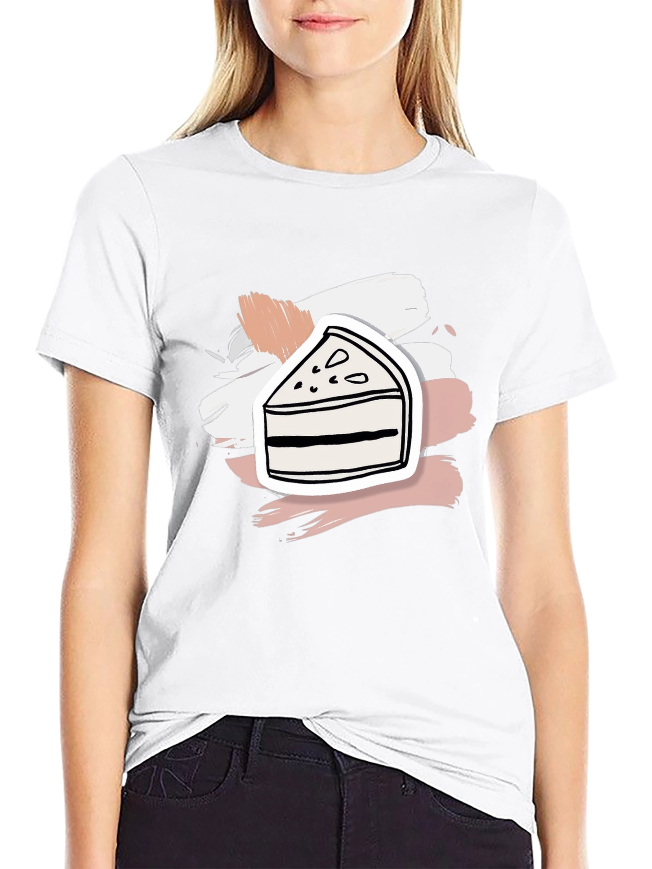 Slice of Cake Graphic Tee - Black Cotton Shirt