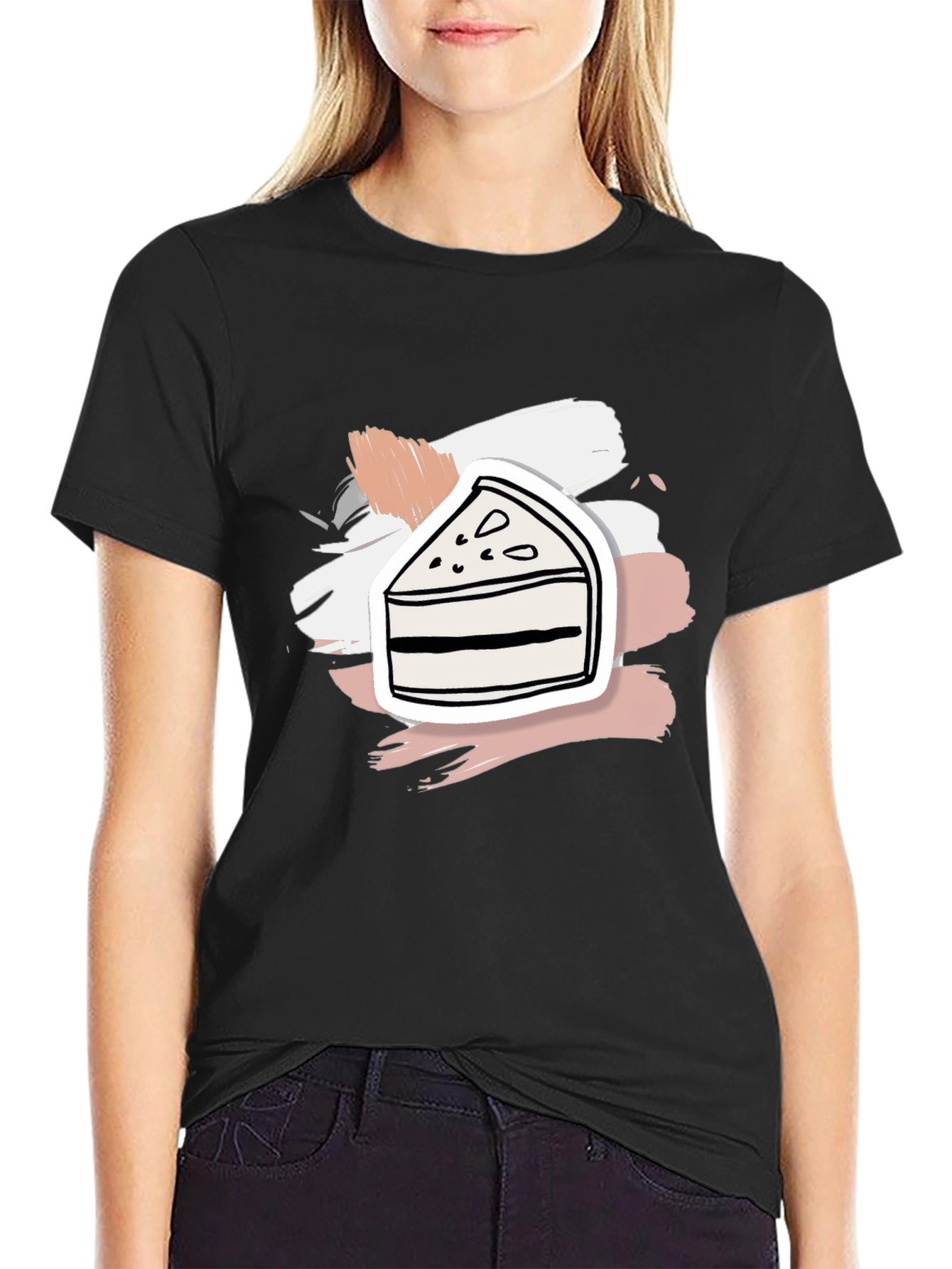 Slice of Cake Graphic Tee - Black Cotton Shirt
