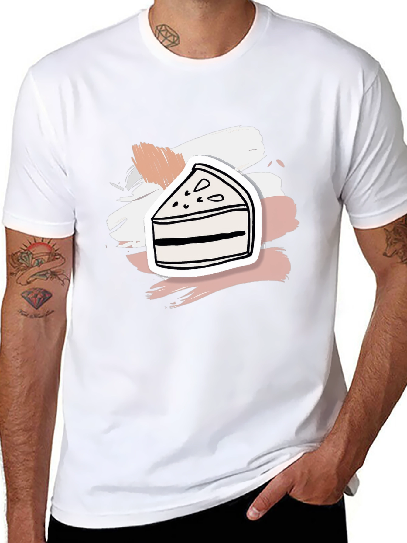 Slice of Cake Graphic Tee - Black Cotton Shirt