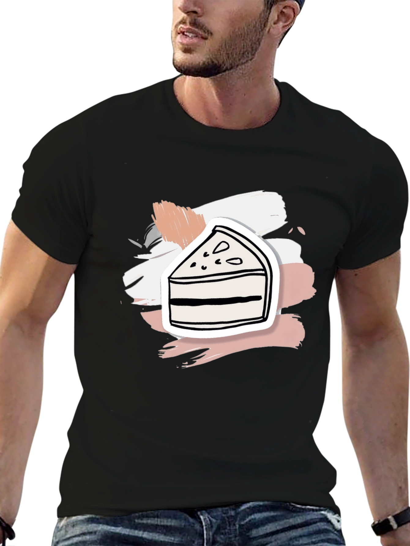 Slice of Cake Graphic Tee - Black Cotton Shirt