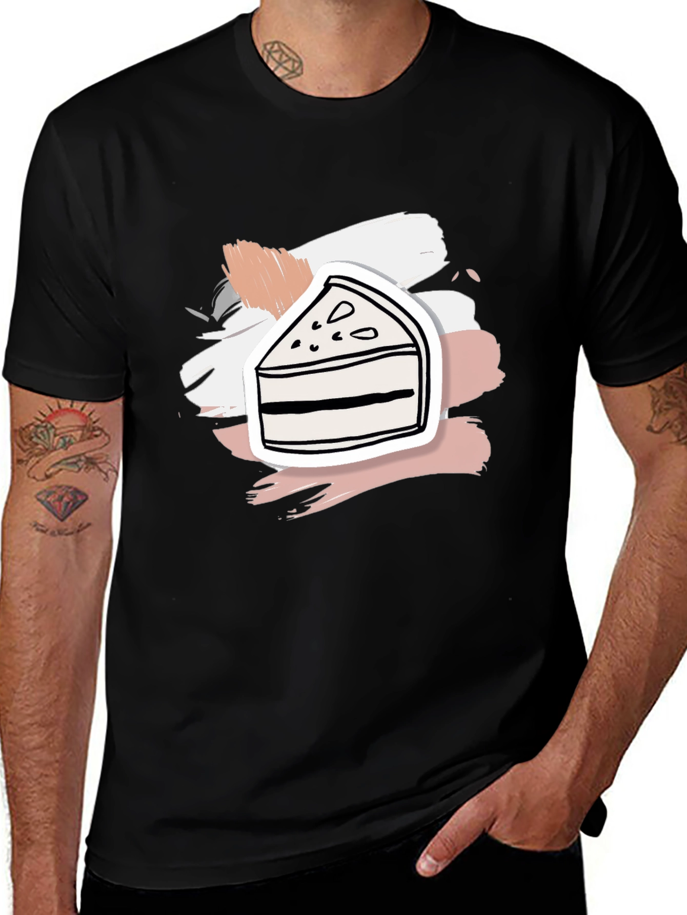 Slice of Cake Graphic Tee - Black Cotton Shirt