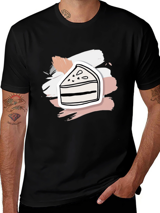 Slice of Cake Graphic Tee - Black Cotton Shirt