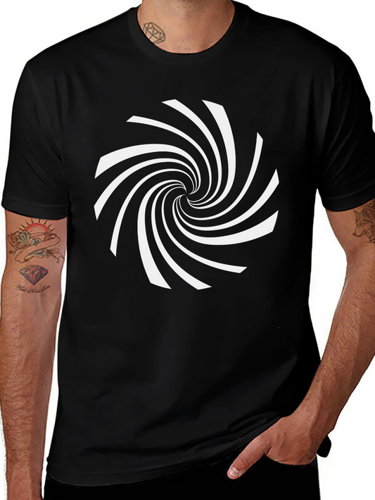 Hypnotic Spiral Graphic Tee - Modern Black T-Shirt