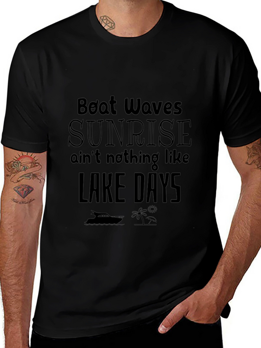 Lake Days Graphic T-Shirt - Black Cotton Tee