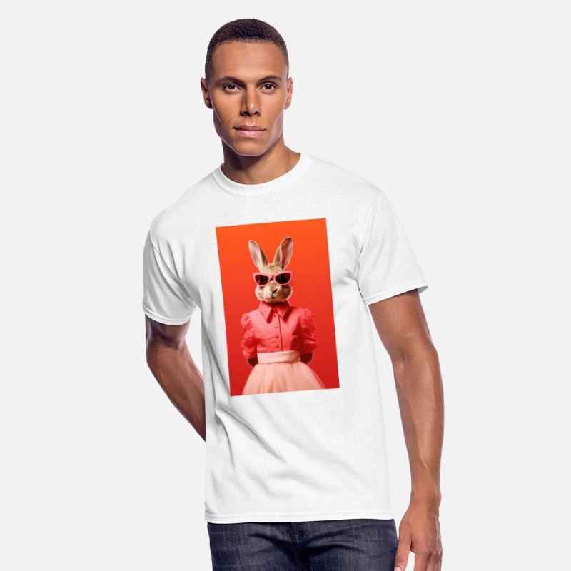 Fashion Bunny Rabbit in Colorful Dress and Glasses