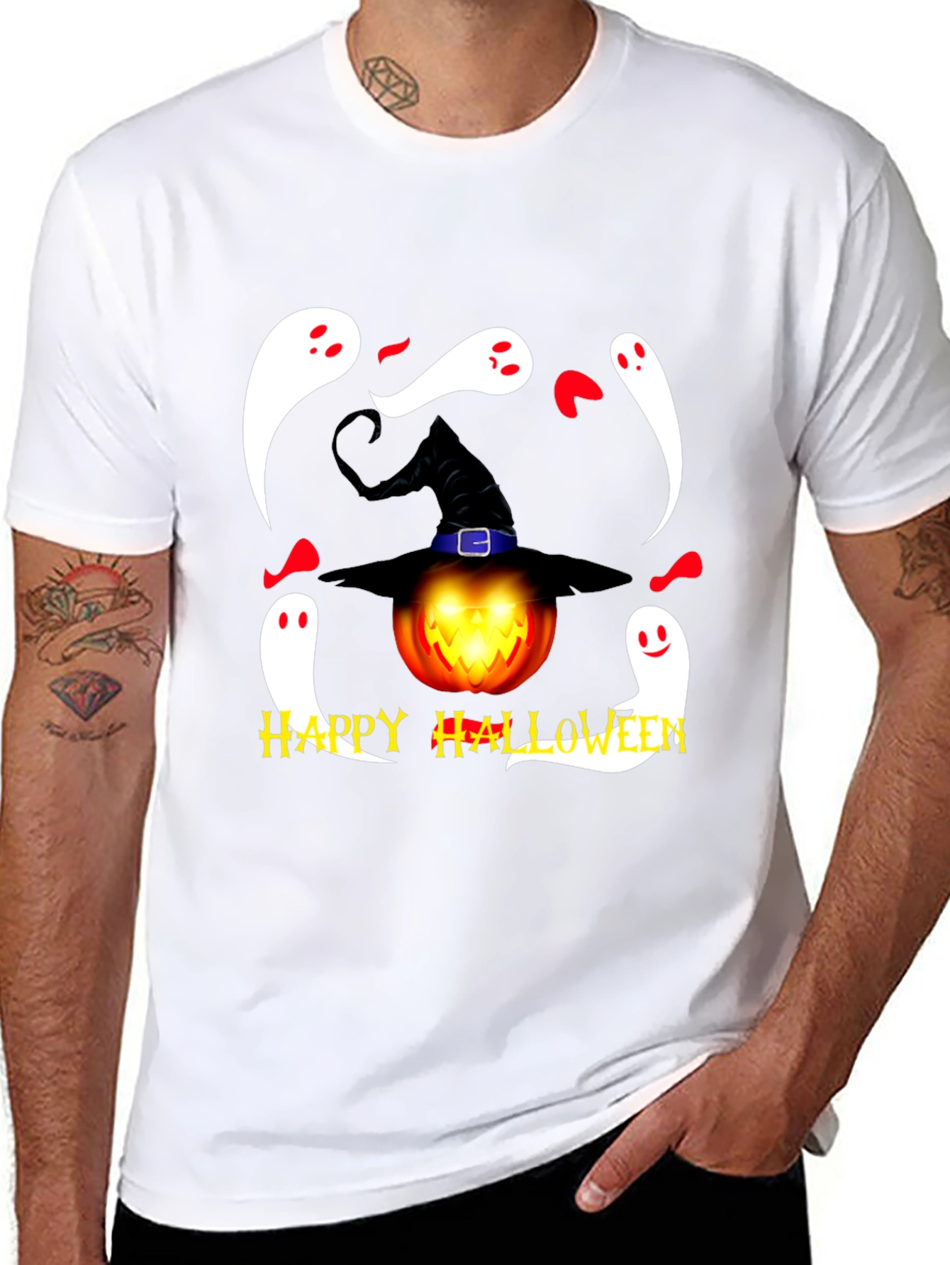 Halloween Pumpkin and Ghost Graphic Tee