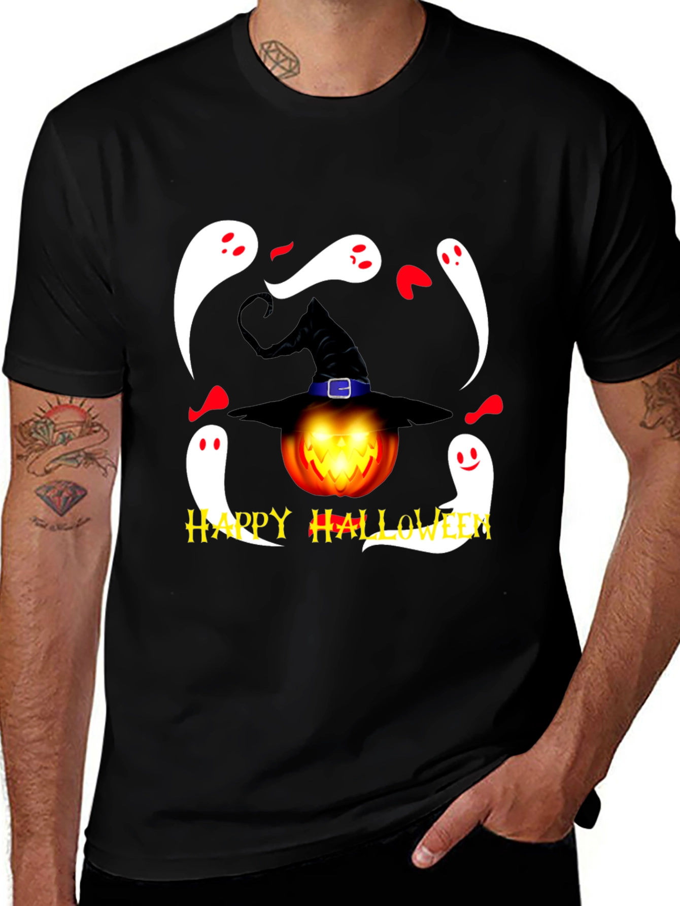 Halloween Pumpkin and Ghost Graphic Tee