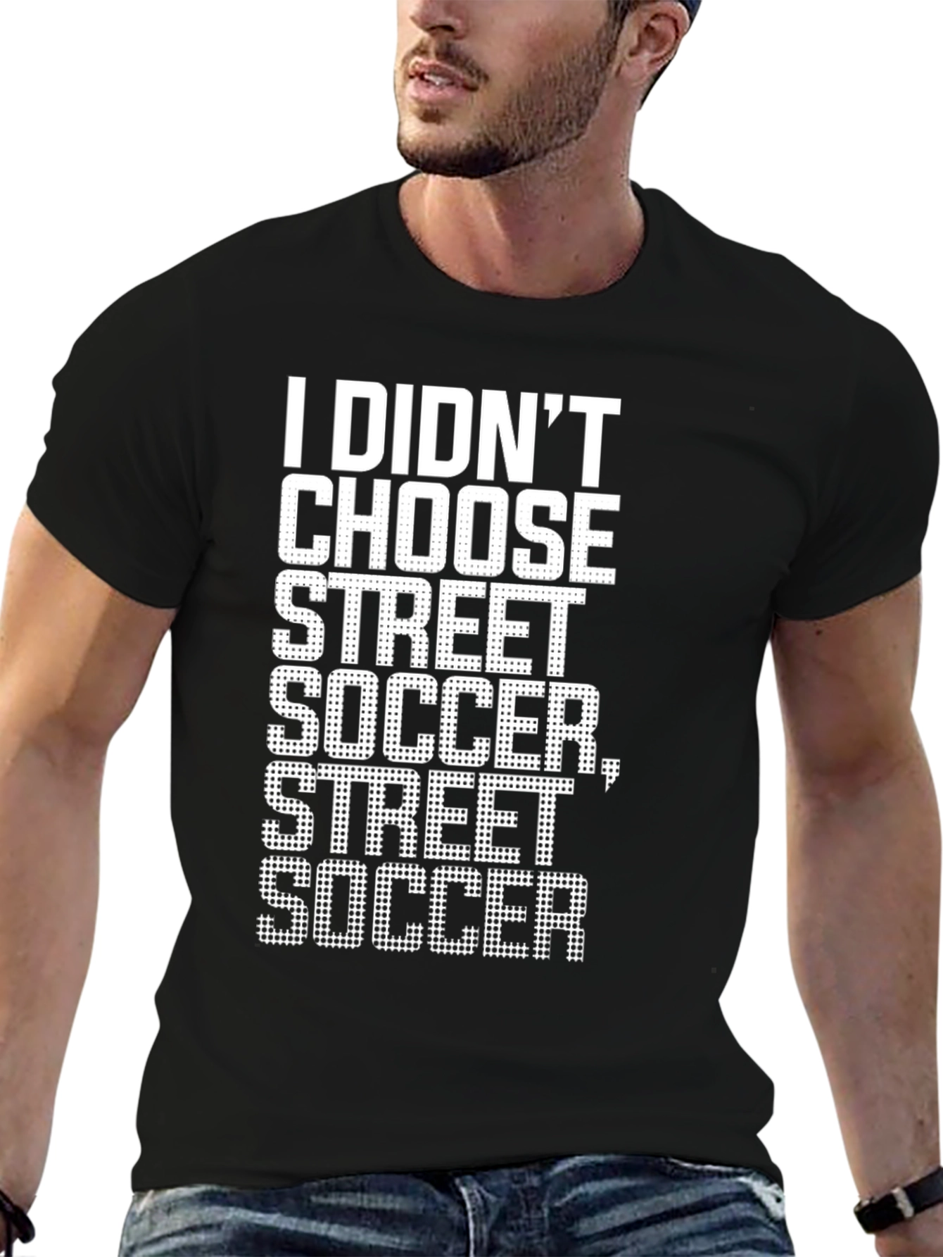Street Soccer Graphic Tee - Black Cotton Shirt