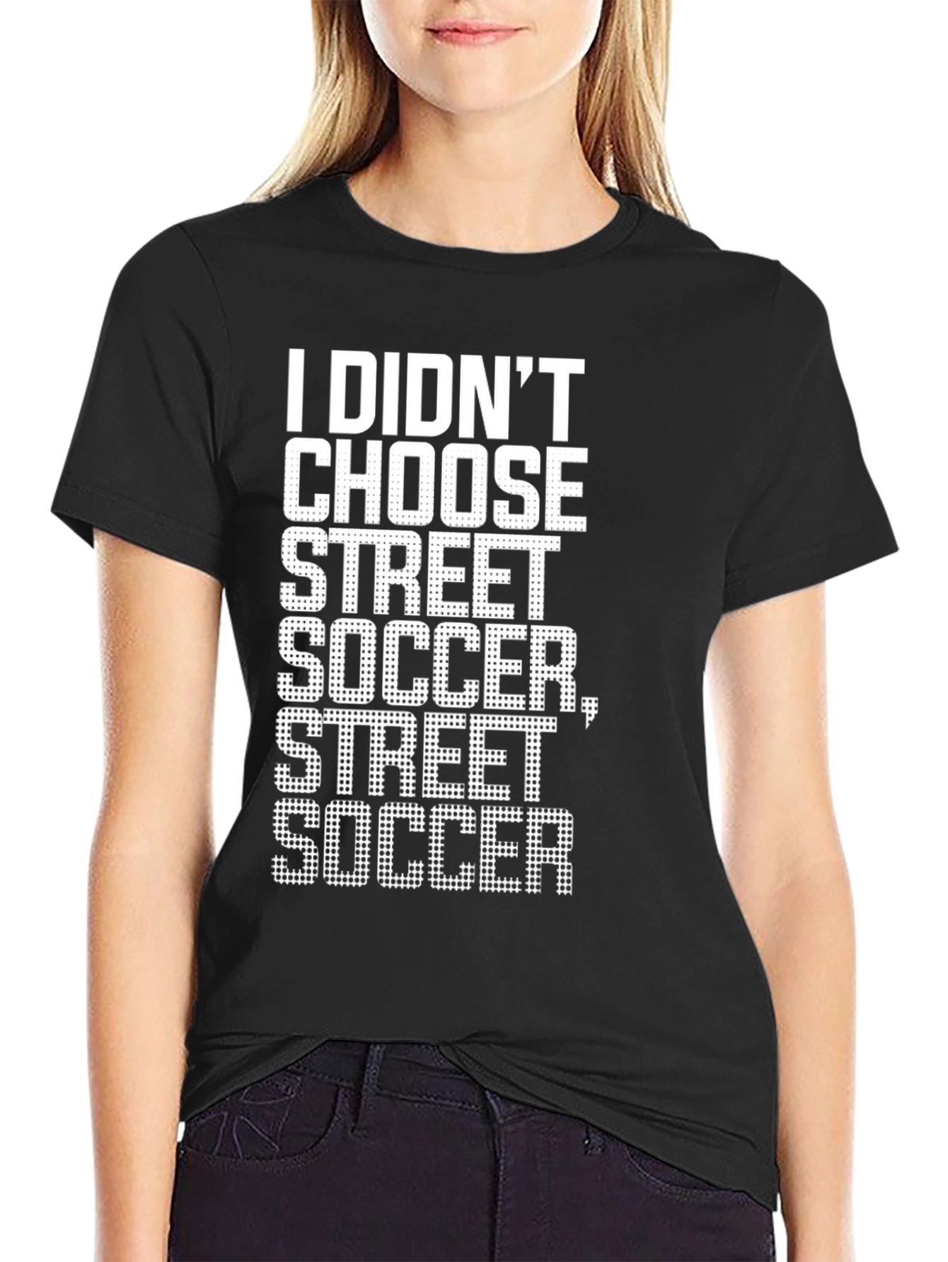 Street Soccer Graphic Tee - Black Cotton Shirt