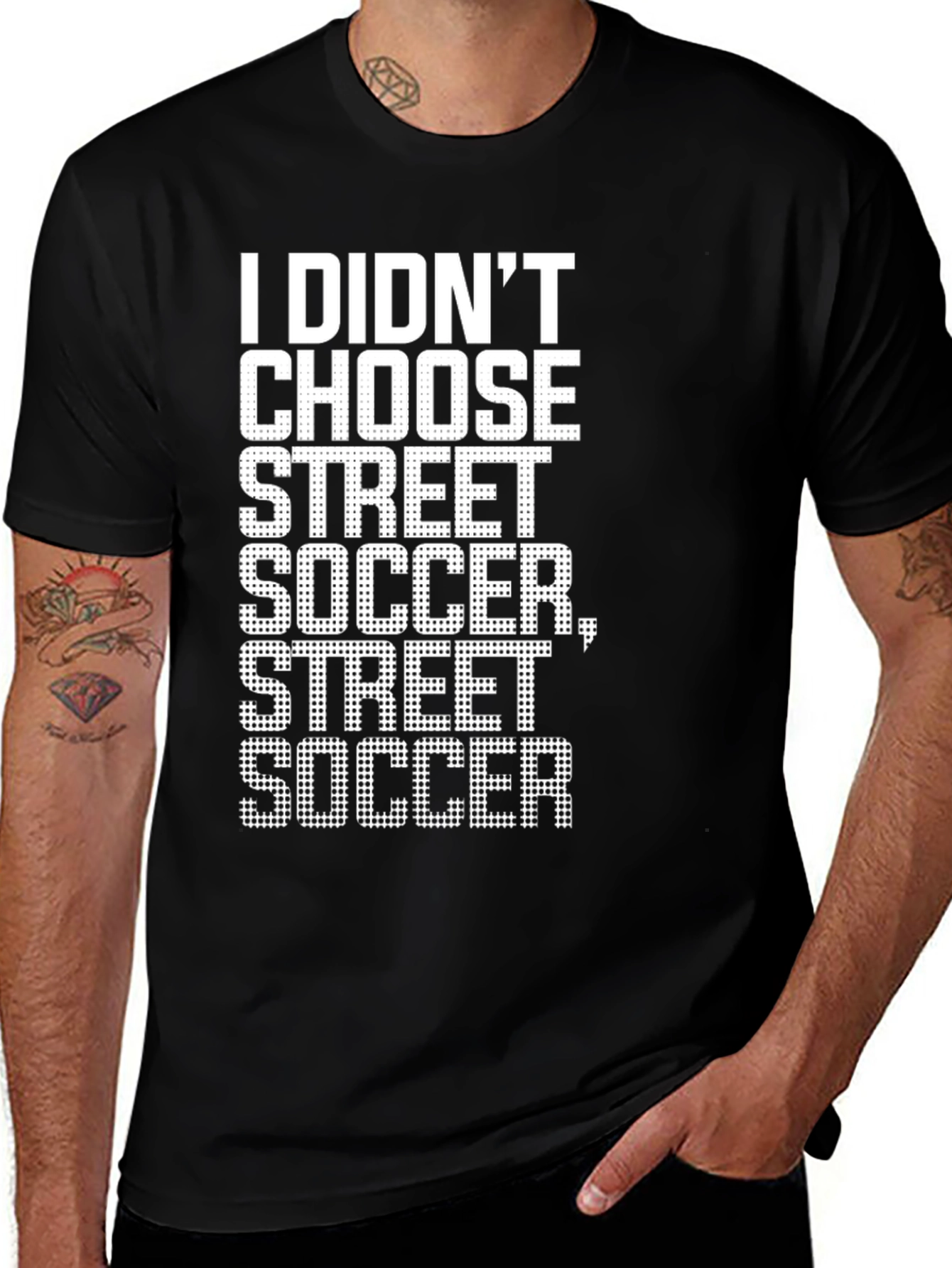 Street Soccer Graphic Tee - Black Cotton Shirt