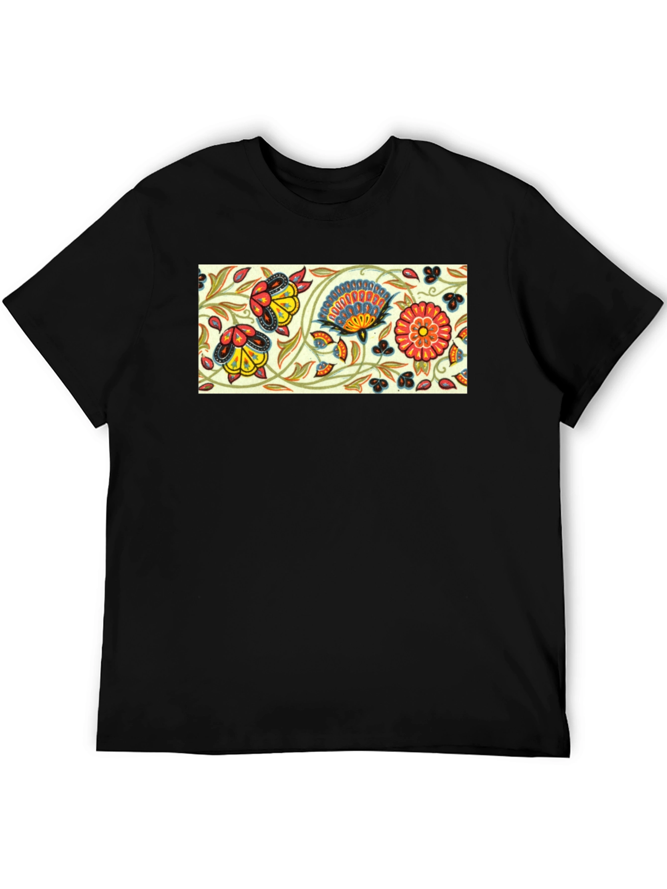 Floral Pattern Black T-Shirt
