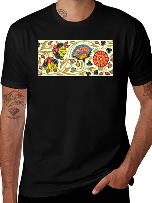 Floral Pattern Black T-Shirt