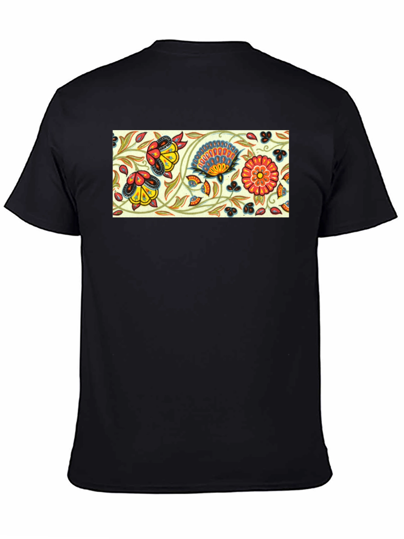 Floral Pattern Black T-Shirt