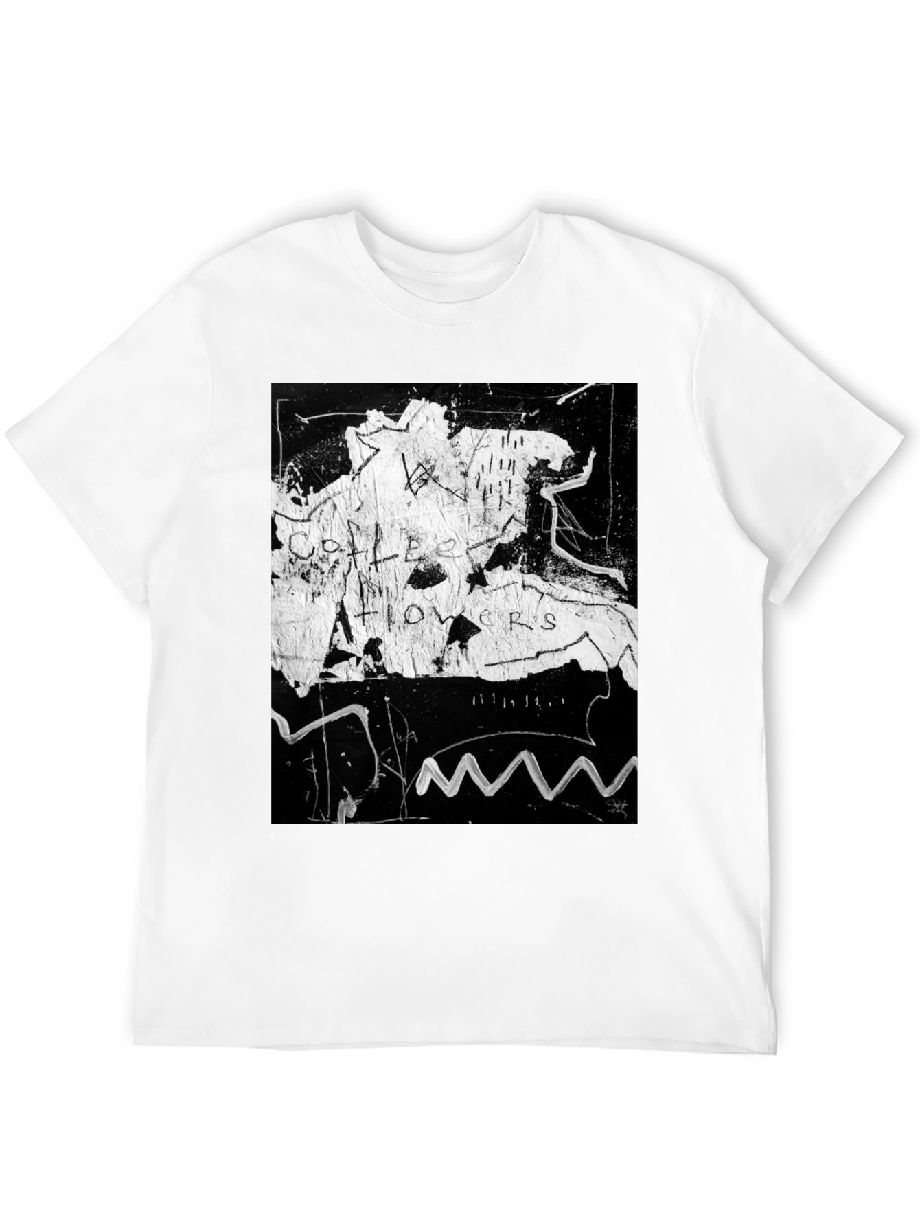 Abstract Art Tee: Coffee Flowers Graphic Print